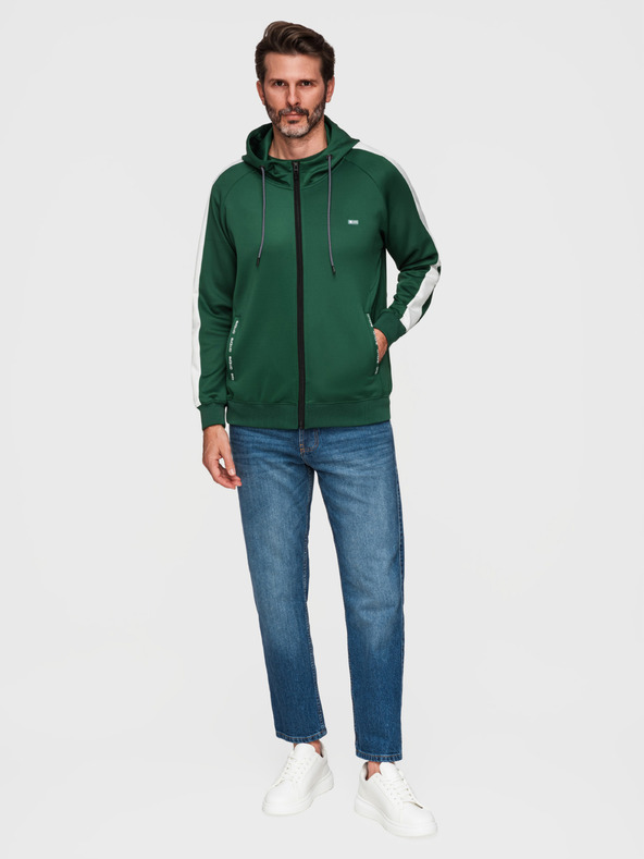 Ombre Clothing Moska odpenjiva jopica s kapuco in robom - temno zelena V7 B1717 Ombre Clothing