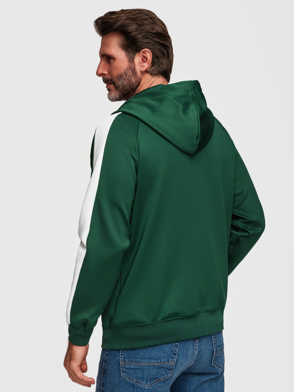 Ombre Clothing Moska odpenjiva jopica s kapuco in robom - temno zelena V7 B1717 Ombre Clothing