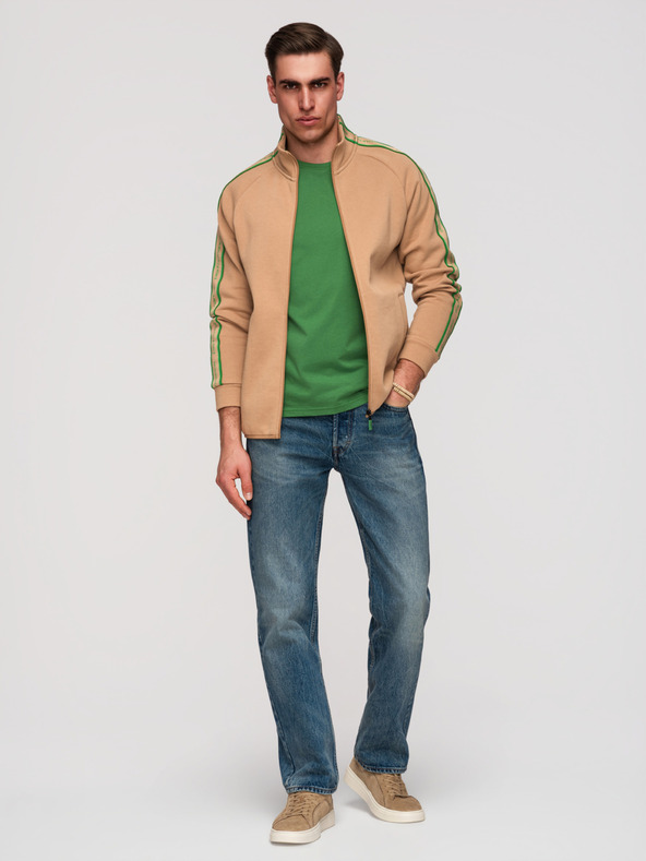 Ombre Clothing Moska jopica na zadrgo s kontrastnim robom in visoko nogavico - rjava V1 B1715 Ombre Clothing