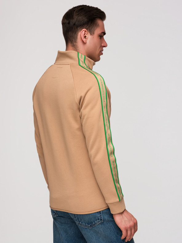 Ombre Clothing Moska jopica na zadrgo s kontrastnim robom in visoko nogavico - rjava V1 B1715 Ombre Clothing