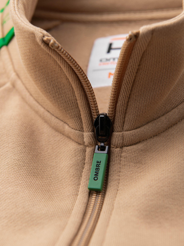 Ombre Clothing Moska jopica na zadrgo s kontrastnim robom in visoko nogavico - rjava V1 B1715 Ombre Clothing