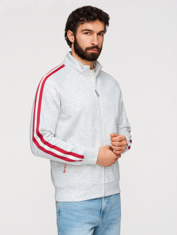 Ombre Clothing Moska jopica z visoko nogavico in črtami - siva melange V1 B1718 Ombre Clothing