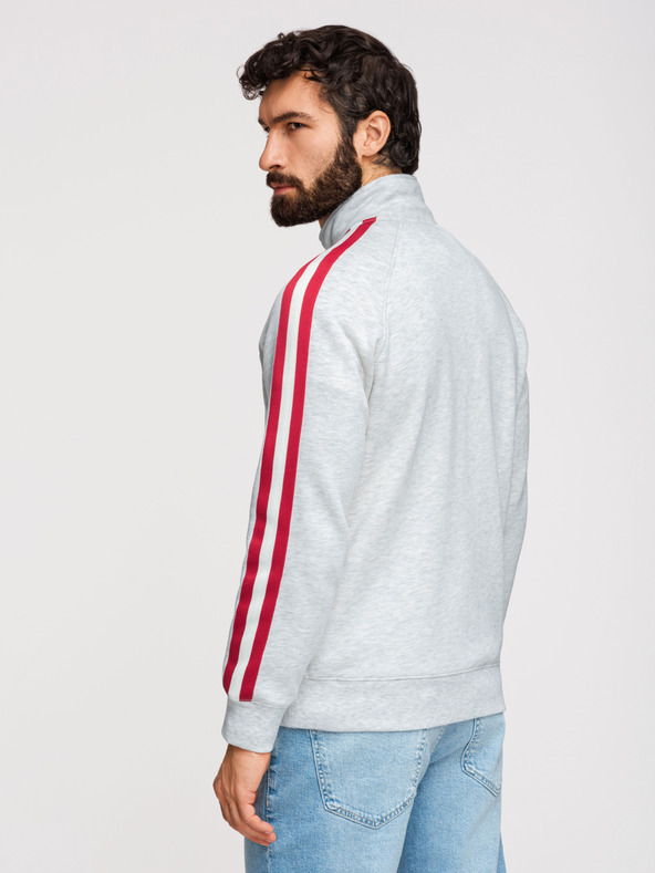 Ombre Clothing Moska jopica z visoko nogavico in črtami - siva melange V1 B1718 Ombre Clothing