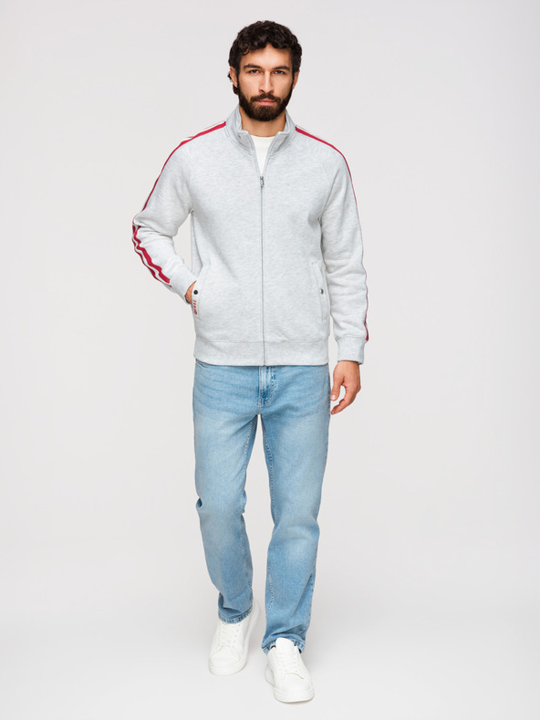 Ombre Clothing Moska jopica z visoko nogavico in črtami - siva melange V1 B1718 Ombre Clothing