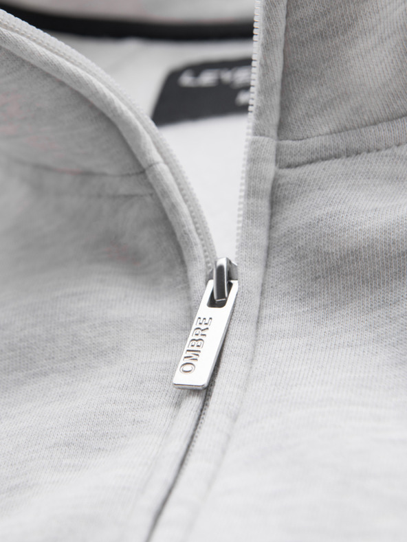 Ombre Clothing Moska jopica z visoko nogavico in črtami - siva melange V1 B1718 Ombre Clothing