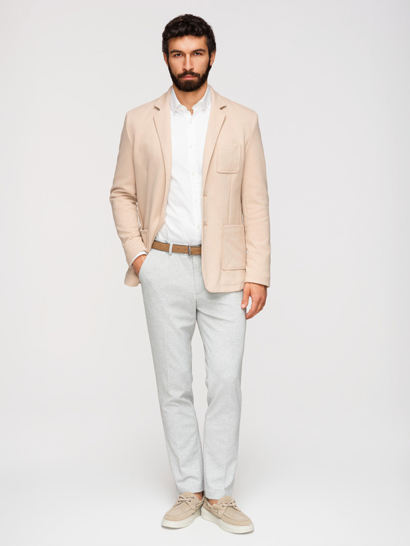 Ombre Clothing Moska pletena jakna slim fit reza s fino strukturo - bež V5 M165 Ombre Clothing