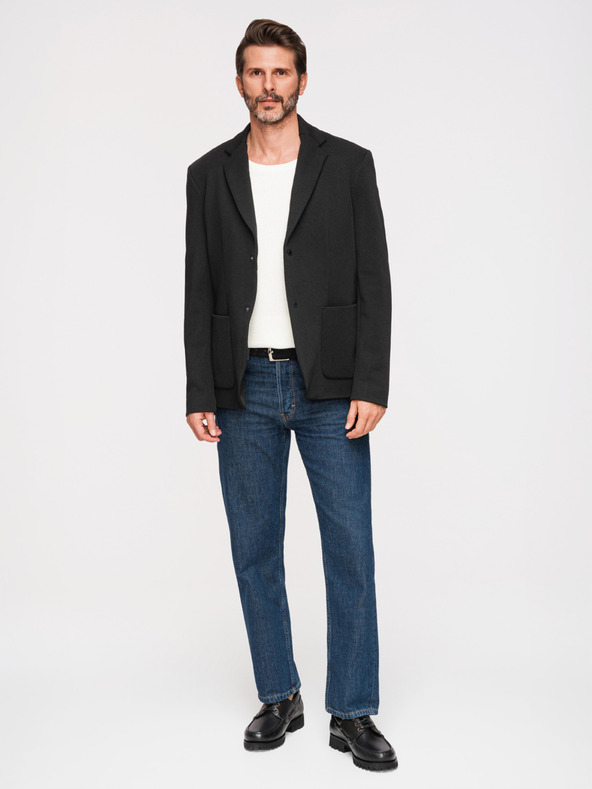 Ombre Clothing Moska strukturirana jakna z visoko nogavico in kapuco - črna V2 M167 Ombre Clothing