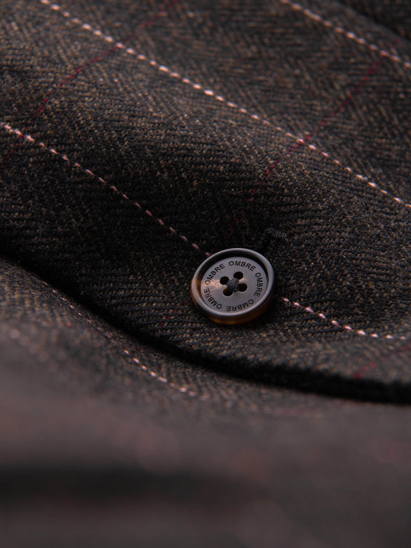 Ombre Clothing Moska elegantna fino kockasta jakna iz volnene zmesi - temno rjava V3 M166 Ombre Clothing