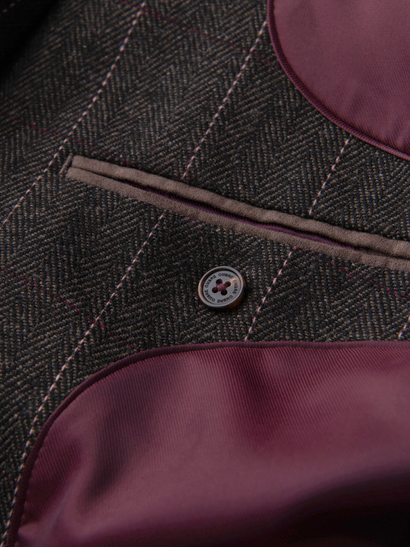 Ombre Clothing Moska elegantna fino kockasta jakna iz volnene zmesi - temno rjava V3 M166 Ombre Clothing