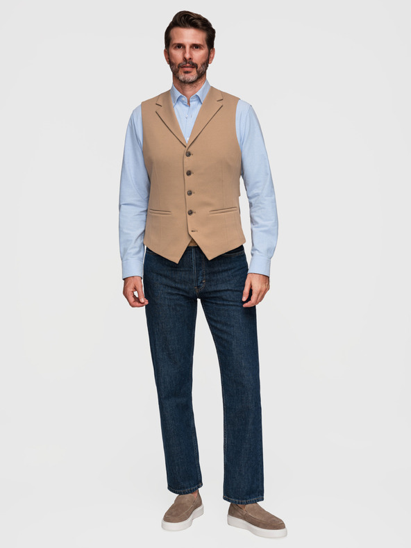 Ombre Clothing Moska elegantna vesta s lopati - rjava V1 V66 Ombre Clothing