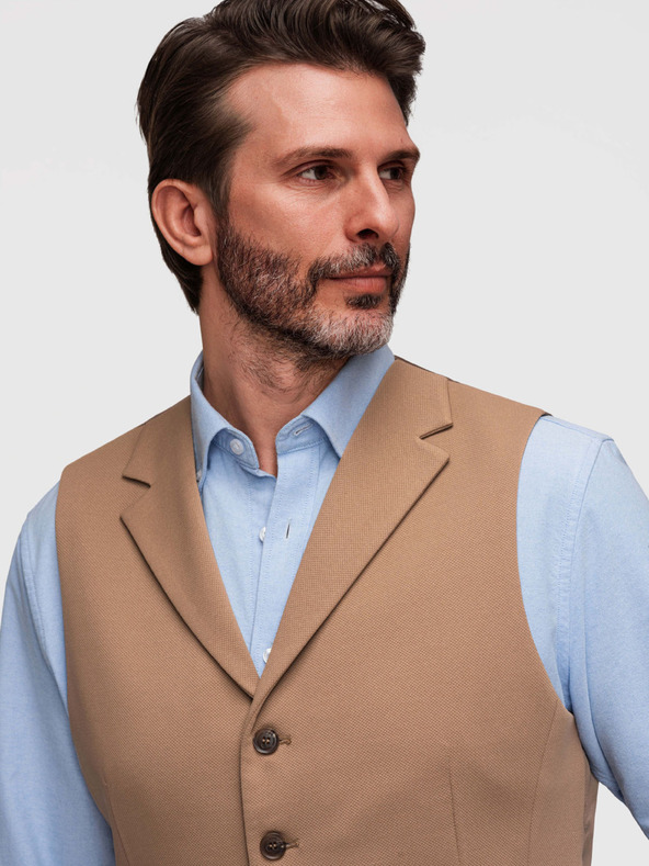 Ombre Clothing Moska elegantna vesta s lopati - rjava V1 V66 Ombre Clothing