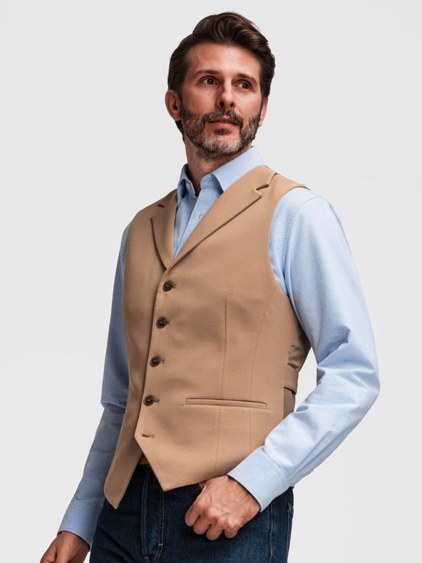 Ombre Clothing Moska elegantna vesta s lopati - rjava V1 V66 Ombre Clothing