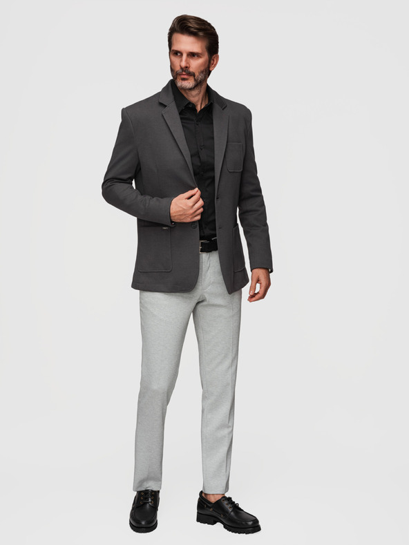 Ombre Clothing Moska pletena jakna ozke reze s fino strukturo - grafit V1 M165 Ombre Clothing