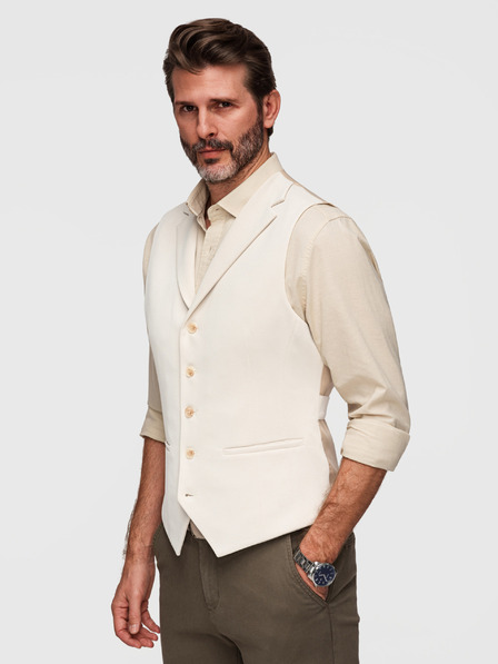 Ombre Clothing Elegantna moska vesta s lopati - bež V2 V66 Ombre Clothing