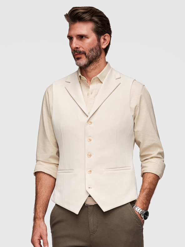 Ombre Clothing Elegantna moska vesta s lopati - bež V2 V66 Ombre Clothing
