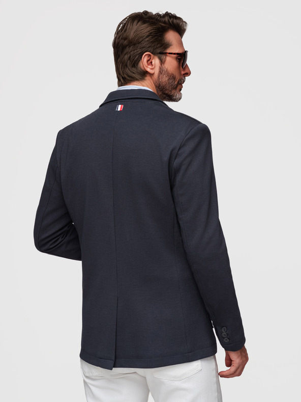 Ombre Clothing Moška pletena jakna slim fit reza s fino strukturo - temno modra V3 M165 Ombre Clothing