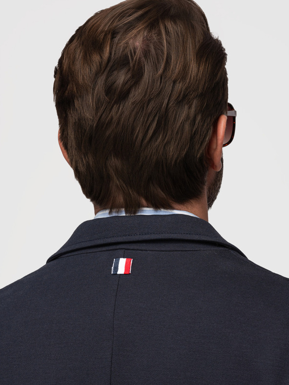 Ombre Clothing Moška pletena jakna slim fit reza s fino strukturo - temno modra V3 M165 Ombre Clothing