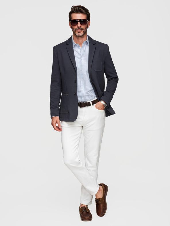 Ombre Clothing Moška pletena jakna slim fit reza s fino strukturo - temno modra V3 M165 Ombre Clothing