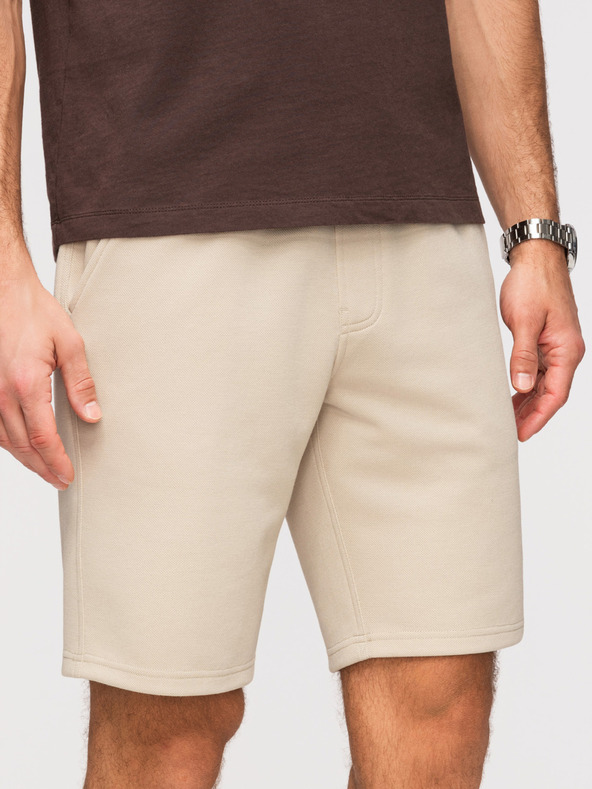 Ombre Clothing Moške strukturirane kratke hlače REGULAR FIT - bež V1 OM-SRSK-0124 Ombre Clothing