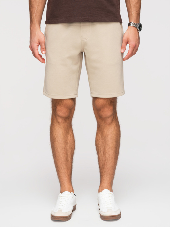 Ombre Clothing Moške strukturirane kratke hlače REGULAR FIT - bež V1 OM-SRSK-0124 Ombre Clothing