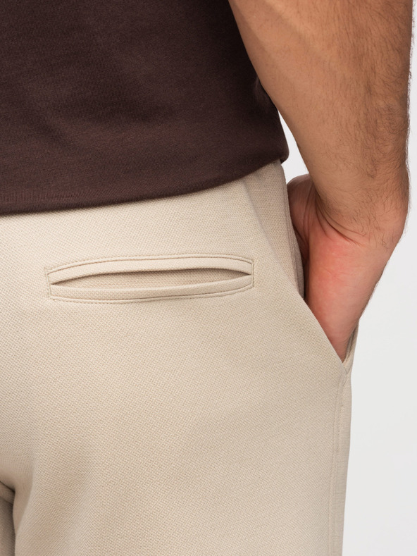 Ombre Clothing Moške strukturirane kratke hlače REGULAR FIT - bež V1 OM-SRSK-0124 Ombre Clothing