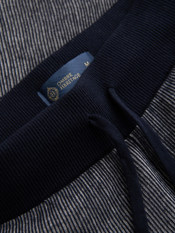 Ombre Clothing Moške pletene kratke hlače s prilagodljivim pasom - temno modre V3 OM-SRCS-0202 Ombre Clothing