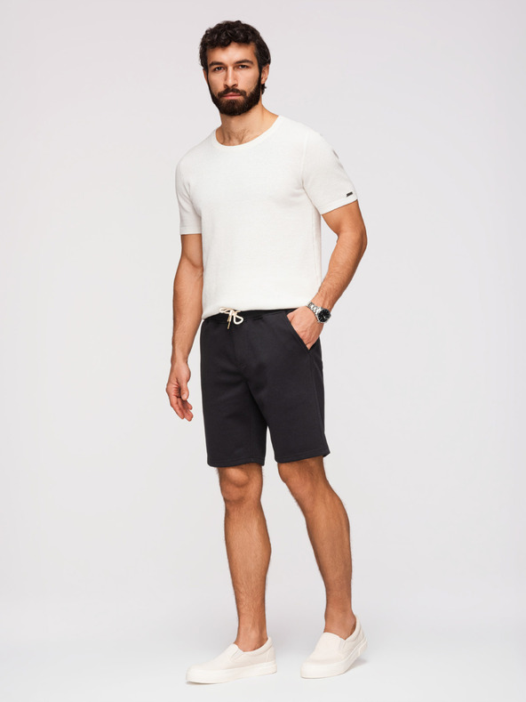 Ombre Clothing Moške strukturirane kratke hlače REGULAR FIT - črne V2 OM-SRSK-0124 Ombre Clothing