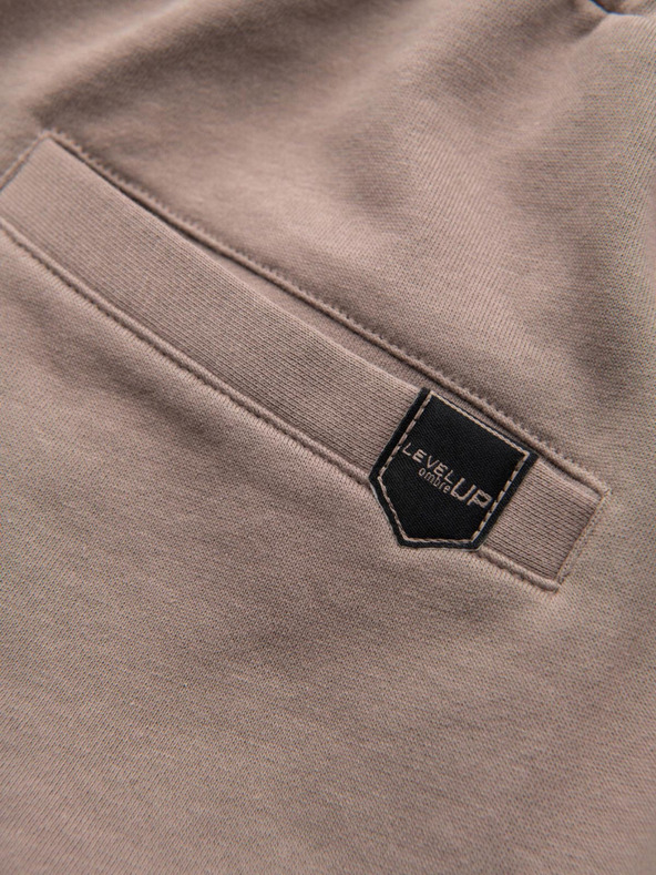 Ombre Clothing Moške kratke hlače REGULAR FIT iz francuske frotir pletenine - temno bež V2 OM-SRSK-0196 Ombre Clothing