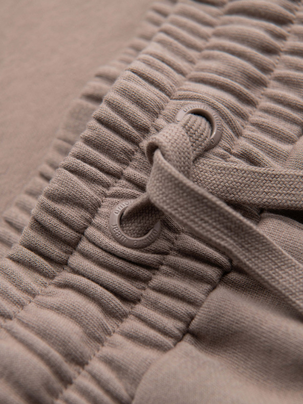 Ombre Clothing Moške kratke hlače REGULAR FIT iz francuske frotir pletenine - temno bež V2 OM-SRSK-0196 Ombre Clothing