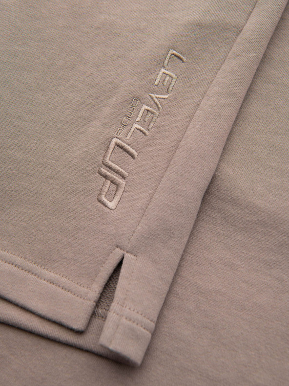 Ombre Clothing Moške kratke hlače REGULAR FIT iz francuske frotir pletenine - temno bež V2 OM-SRSK-0196 Ombre Clothing