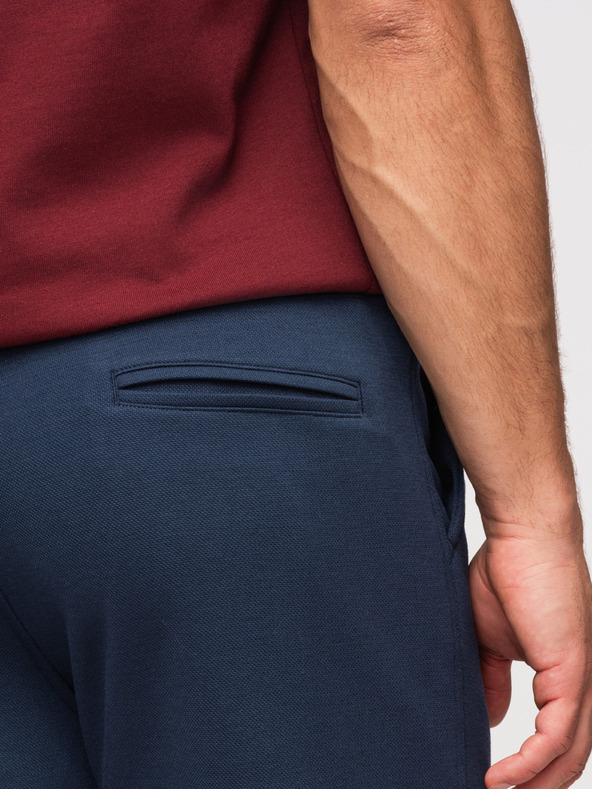 Ombre Clothing Moške strukturirane kratke hlače REGULAR FIT - temno modre V3 OM-SRSK-0124 Ombre Clothing