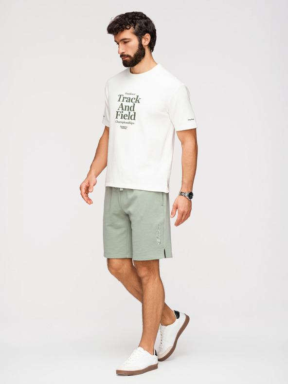 Ombre Clothing Moške kratke hlače REGULAR FIT iz francoske frotir pletenine - pastelno zelene V3 OM-SRSK-0196 Ombre Clothing