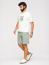 Ombre Clothing Moške kratke hlače REGULAR FIT iz francoske frotir pletenine - pastelno zelene V3 OM-SRSK-0196 Ombre Clothing