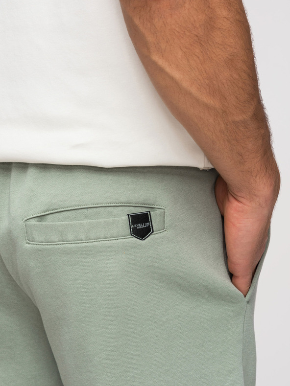 Ombre Clothing Moške kratke hlače REGULAR FIT iz francoske frotir pletenine - pastelno zelene V3 OM-SRSK-0196 Ombre Clothing