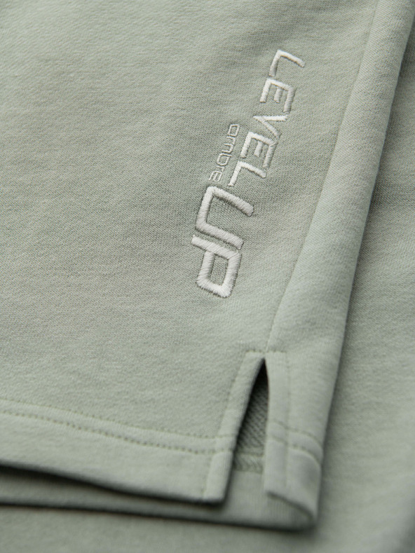 Ombre Clothing Moške kratke hlače REGULAR FIT iz francoske frotir pletenine - pastelno zelene V3 OM-SRSK-0196 Ombre Clothing