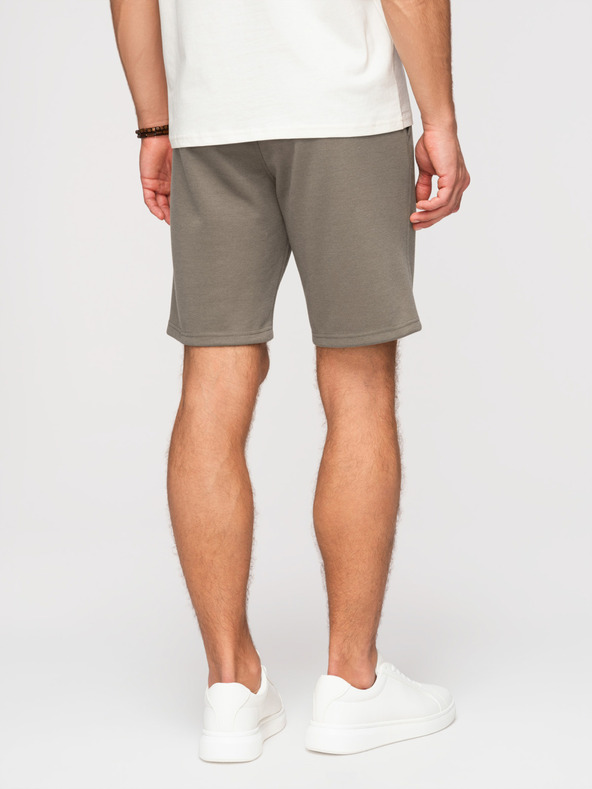 Ombre Clothing Moške strukturirane kratke hlače REGULAR FIT - khaki V4 OM-SRSK-0124 Ombre Clothing