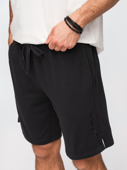 Ombre Clothing Moške kratke hlače REGULAR FIT iz francoske frotir pletenine - črne V4 OM-SRSK-0196 Ombre Clothing