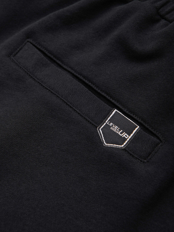 Ombre Clothing Moške kratke hlače REGULAR FIT iz francoske frotir pletenine - črne V4 OM-SRSK-0196 Ombre Clothing