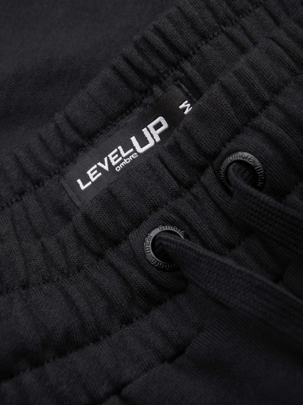 Ombre Clothing Moške kratke hlače REGULAR FIT iz francoske frotir pletenine - črne V4 OM-SRSK-0196 Ombre Clothing