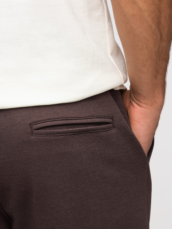 Ombre Clothing Moške strukturirane kratke hlače REGULAR FIT - rjave V5 OM-SRSK-0124 Ombre Clothing