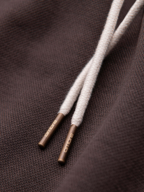 Ombre Clothing Moške strukturirane kratke hlače REGULAR FIT - rjave V5 OM-SRSK-0124 Ombre Clothing