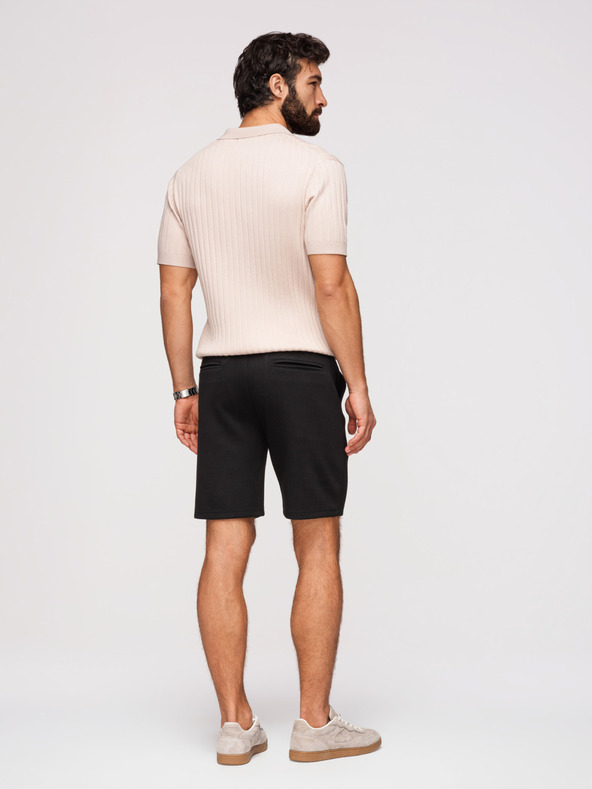 Ombre Clothing Moške kratke hlače REGULAR FIT iz gladke pletenine - črne V1 OM-SRBC-0153 Ombre Clothing