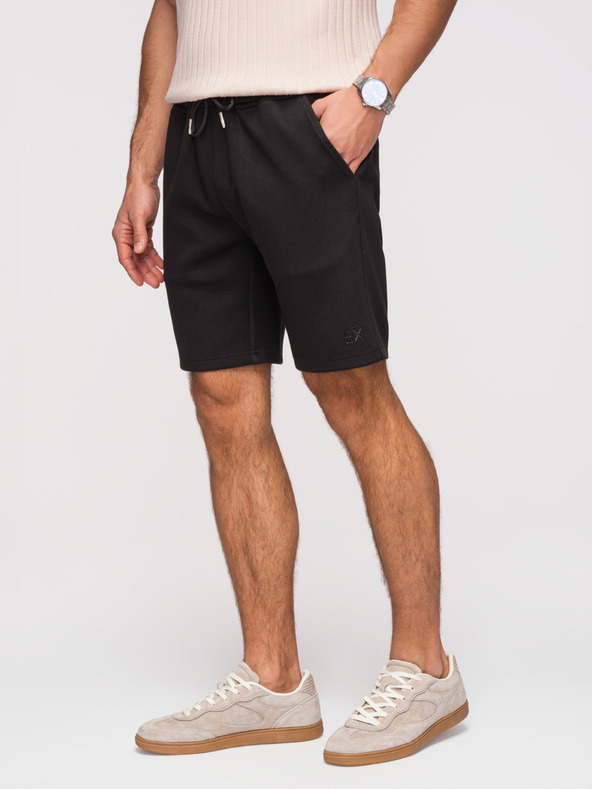 Ombre Clothing Moške kratke hlače REGULAR FIT iz gladke pletenine - črne V1 OM-SRBC-0153 Ombre Clothing