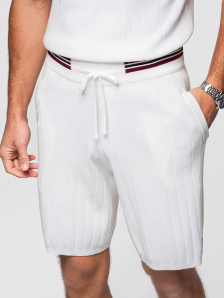 Ombre Clothing Moške vizozne strukturirane kratke hlače REGULAR - bele V1 OM-SRCS-0203 Ombre Clothing