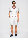 Ombre Clothing Moške vizozne strukturirane kratke hlače REGULAR - bele V1 OM-SRCS-0203 Ombre Clothing
