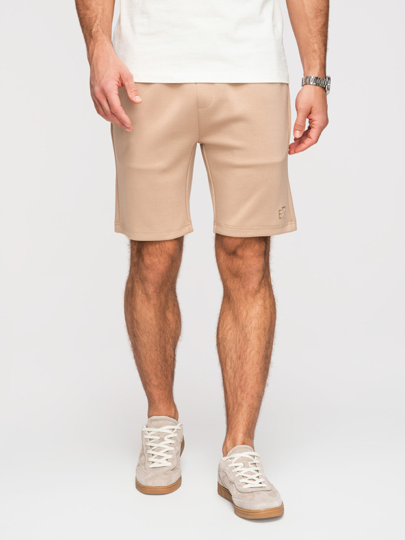 Ombre Clothing Moške kratke hlače REGULAR FIT iz gladke pletenine - bež V3 OM-SRBC-0153 Ombre Clothing