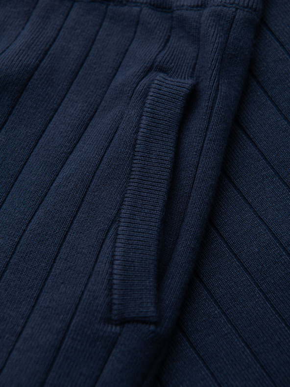 Ombre Clothing Moške strukturirane vizozne kratke hlače REGULAR - temno modre V2 OM-SRCS-0203 Ombre Clothing