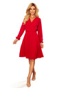 numoco ISABELLE Plisirana obleka z izrezom in dolgimi rokavi - Rdeča