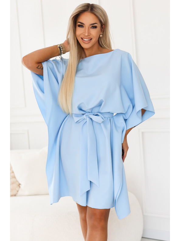 numoco SOFIA Obleke vrste metulja z vezavom v pasu - svetlo modra