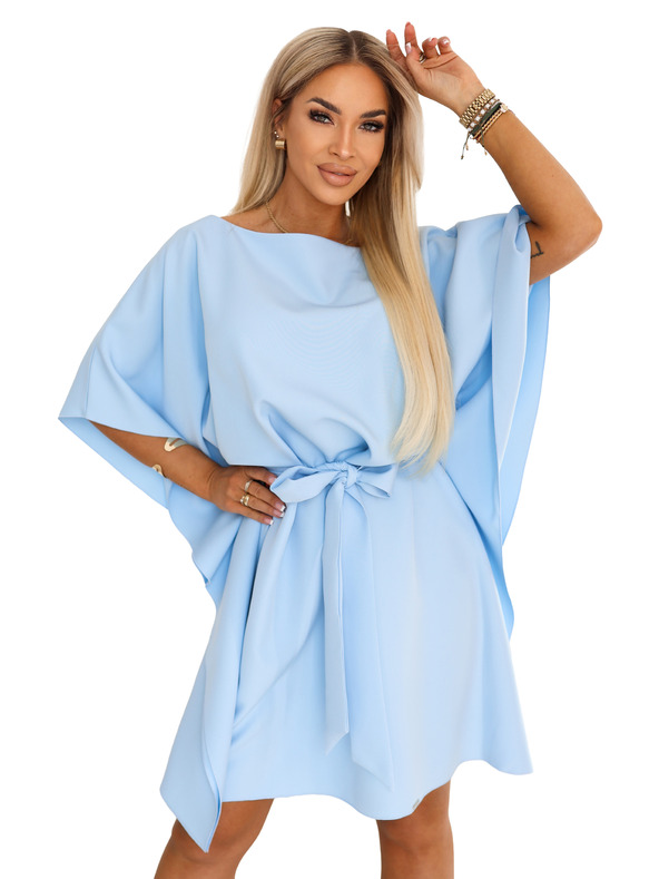 numoco SOFIA Obleke vrste metulja z vezavom v pasu - svetlo modra